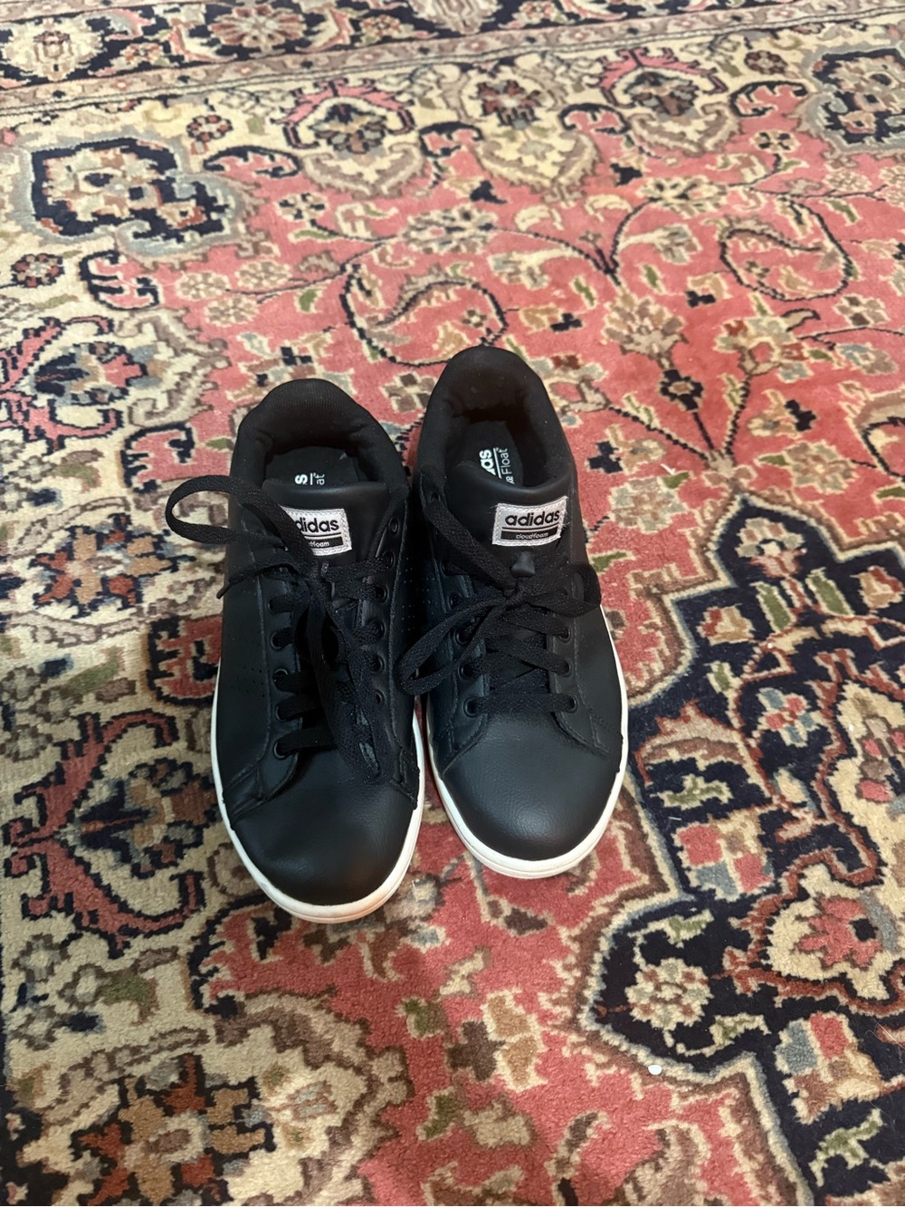 adidas women's size 8 Cloudfoam Black leather Tennis Sneakers
